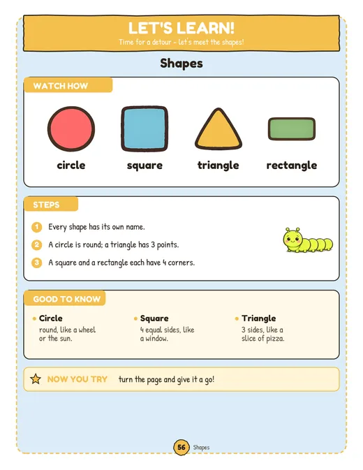 Book 1 lesson page: shapes